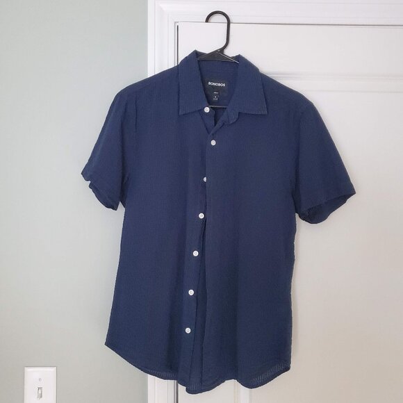 Bonobos Riviera short-sleeve in Blue Black Seersucker Check - Picture 3 of 10